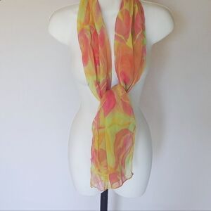 Long Colorful Scarf Wrap Orange, Yellow, Pink